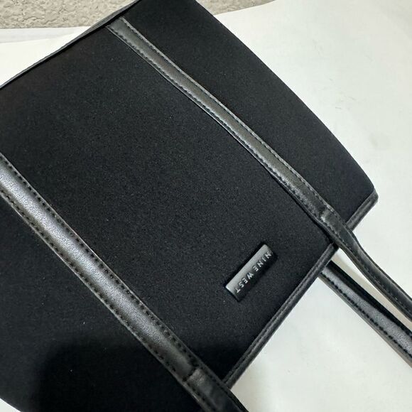 Nine West Small Black Purse Shoulder canvas leather trim Bag - Picture 6 of 10